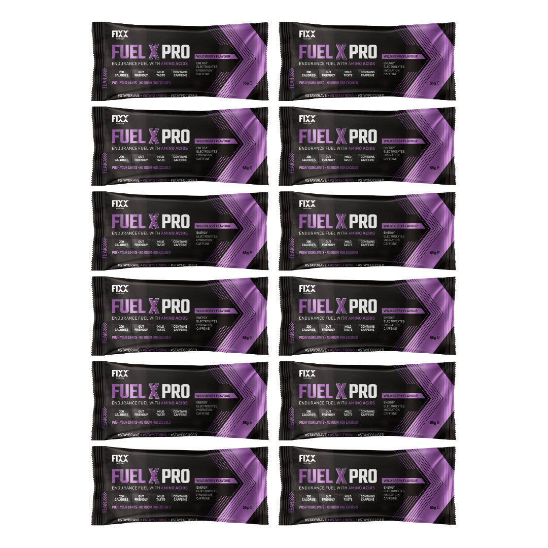 FUEL X PRO 55G SACHET BOX OF 12 WILD-BERRY CAFFEINATED