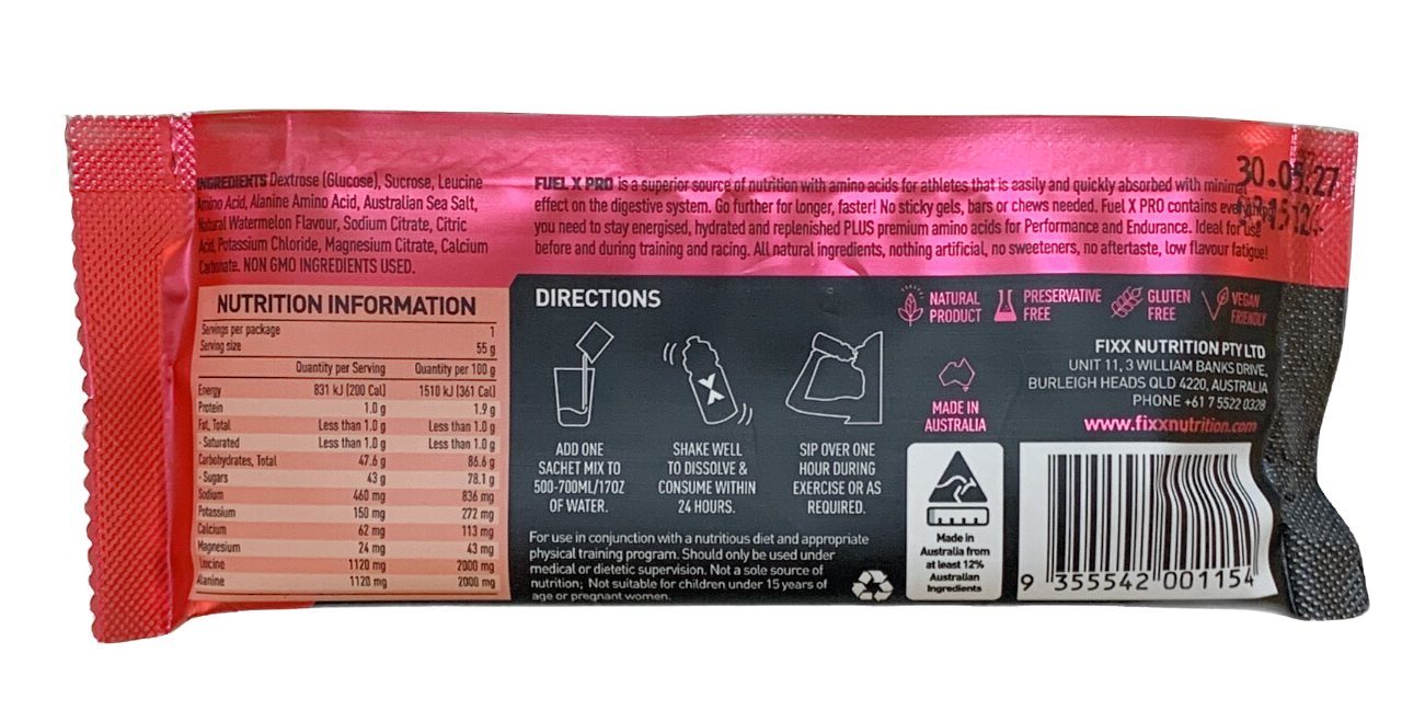 FUEL X PRO 55G SACHET WATERMELON - Fixx Nutrition